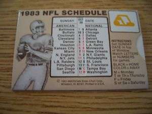 1983 NFL Slide Rule Football Schedule  