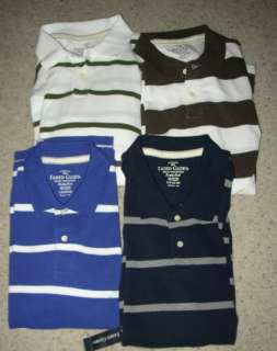 NEW MENS FADED GLORY STRIPE PIQUE POLO SHIRT NAVY BLUE GREEN BROWN L 