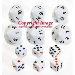   from 1 to 14 _ Bundle of 6 Dice _ 6 Standard Bonus Dice Toys & Games