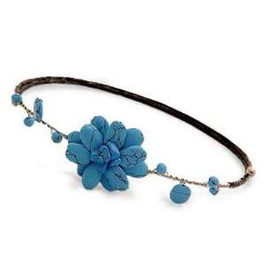  Blue Floral Choker, Delicate in Blue 5 W 5 L Jewelry