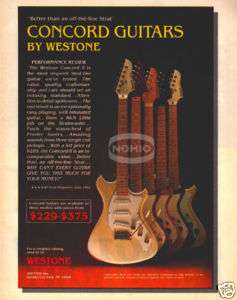 WESTONE CONCORD GUITAR PINUP AD vtg 80s electric II  