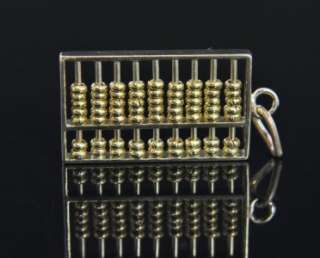Estate Vintage 14K Gold Moving Abacus 3D Charm Pendant  