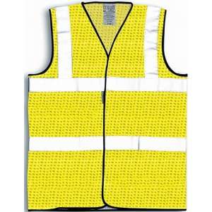   Hi Viz ANSI Yellow Mesh Dual Stripe Safety Vest