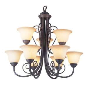  6529ABZ   Trans Globe Forged Iron 9 Lt Chandelier