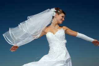 Wedding Veils Fingertip Length 2 Tier Bridal Illusion  