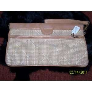  ZENITH Purse(Clutch) Beige Camel Color w Woven/Vinyl 