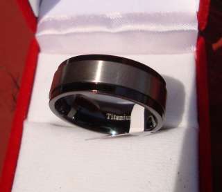 Black Titanium Two Tone Wedding Band Ring  