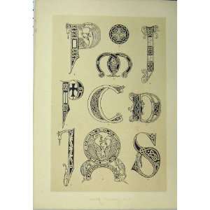  C1882 Calligraphy Letters Eighth Century Antique Print 