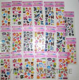 20 Sheets Cute Stickers, wholesale, Letters/Butterfly/Food/Skull 