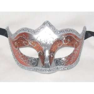    Peach and Silver Colombina Punta Star Venetian Mask