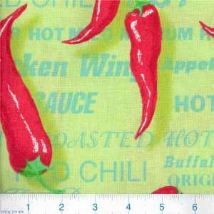  45 Wide Hot Stuff Peppery Words Lime Fabric By The Yard 