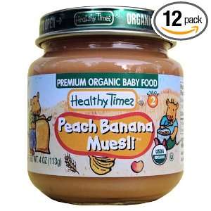 Healthy Times Organic Baby Food, Peach Banana Muesli, 4 Ounce Jars 