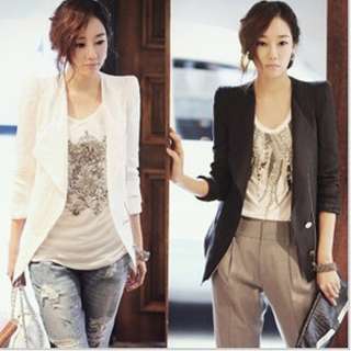 Korea Style Black White Women Career OL Slim Suit Coats Jackets  
