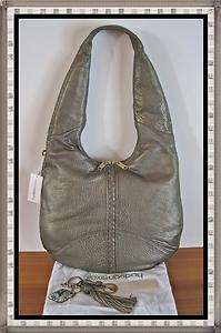 Alexis Hudson Bohem Metallic Silver Gunmetal Leather Hobo shoulder bag 