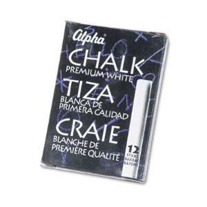  ACCO Alpha Nontoxic Low Dust Chalk, White, 12 Sticks/Pack 