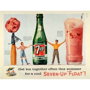  1957 Ad Seven Up Float 7up Soda Ice Cream Sherbet Summer 
