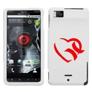  MOTOROLA DROID X RED HURLEY HEART ON A WHITE HARD CASE 