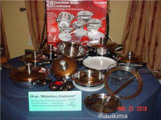 28pc Waterless Cookware Stainless Set with Thermo Control Knobs