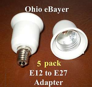 5X E12 to E27 LED Candelabra Bulb Lamp Socket Adapters  