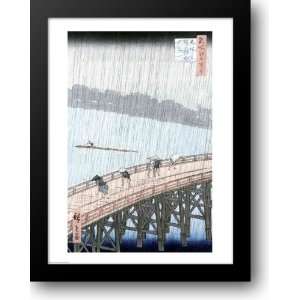  Sudden Shower over Shin Ohashi Bridge 22x28 Framed Art 