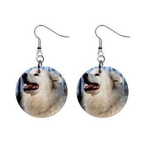  American Eskimo Dog Button Earrings A0011 