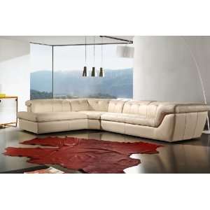  Italia Leather 397 Sectional Sofa in Cream Category 5