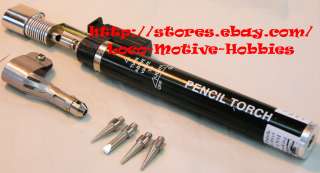 BUTANE Adjustable PENCIL TORCH Piezo Lighter 4 Nozzle Tips J ewelry 