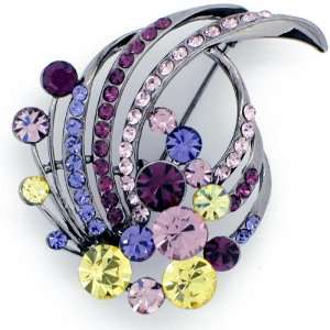  Amethyst Purple Flower Swarovski Crystal Brooch Pin 
