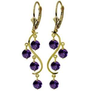 14k Solid Gold Curved Earrings with Amethysts Jewelry