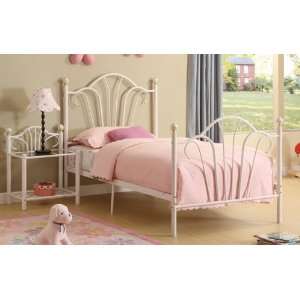    White Metal Twin Bed with 15 Slats #PD F91071