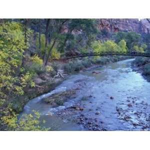  Virgin River and Couple on the Footbridge, Zion National 