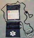 zipper black nylon Neck Medical Wallet with adjustable cord & white 