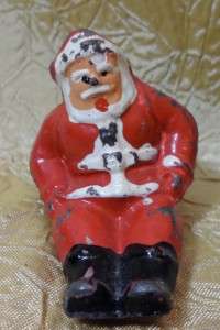 Antique Vtg Cast Iron Santa Figurine Xmas Christmas Holidays  