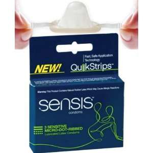  Sensis quik strips condoms ribbed   box of 3 Health 