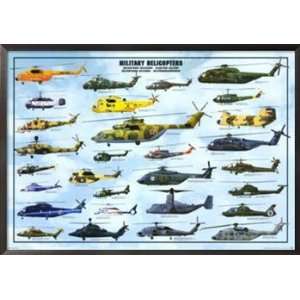  Airplane Military Helicopters Framed Poster Print, 41x29 