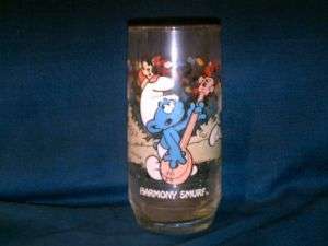 Peyo 1983 Harmony Smurf Glass Wallace Berrie Co. Party  