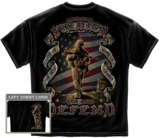   Soldier T Shirt we will defend usmc marine corps army us flag MM112