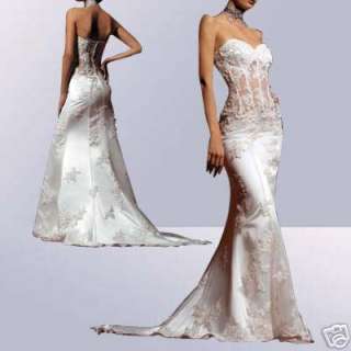 White/Ivory Mermaid Wedding Prom Dress Formal Gown SizeCustom  