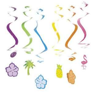  Tropical Spiral Hanging Cutouts   Party Decorations 