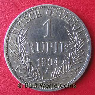 GERMAN EAST AFRICA 1904 1 RUPIE SILVER 30mm RARE COIN  
