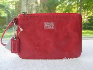   Coach Purse Poppy Vintage Leather Small Wristlet Bag 46479 Camelia NEW