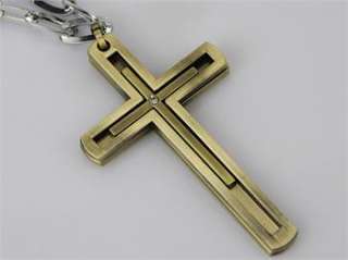   Rhinestone double Cross Pendant Chain Necklace Favor Jesus Gift 039
