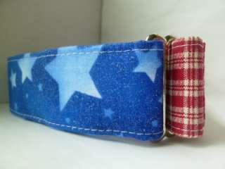 NEW Two Fabric Stars and Stripes 1.5 Martingale Collar  