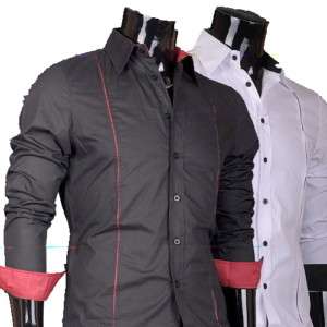 VVW Designer Mens Stylish Dress Shirts Top Black/White  