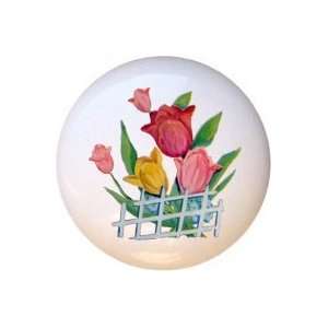  Vintage look Tulips Retro Drawer Pull Knob