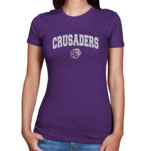 Holy Cross Crusaders Ladies Purple Logo Arch T shirt