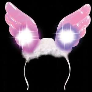  Flashing And Glowing Angel Wings Headband   Pink 