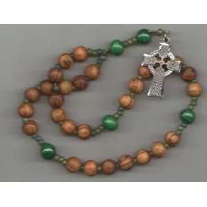  Anglican Rosary of Olivewood from Holy Land & Malachite 