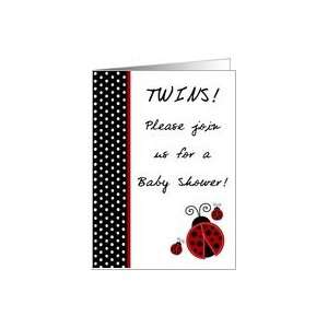 TWIN Red Lady Bug Black and White Polka dot Boarder Baby Girls Shower 