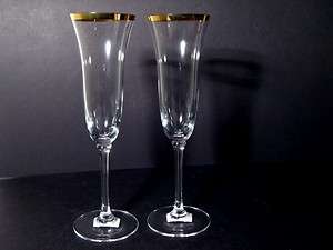 Two Wedgwood Vera Wang Classic Gold Champagne Flutes  